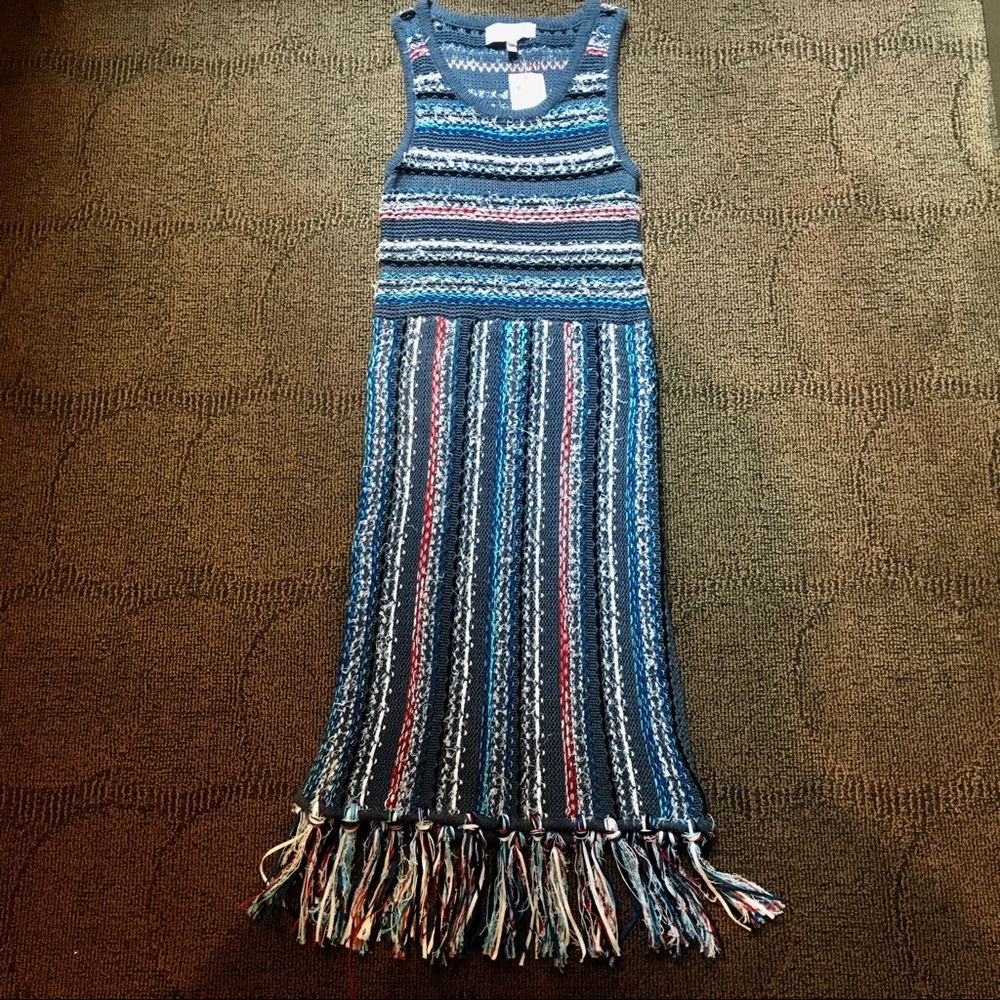 DEREK LAM - Pat striped Knit Fringe dress, XS - Picture 2 of 6